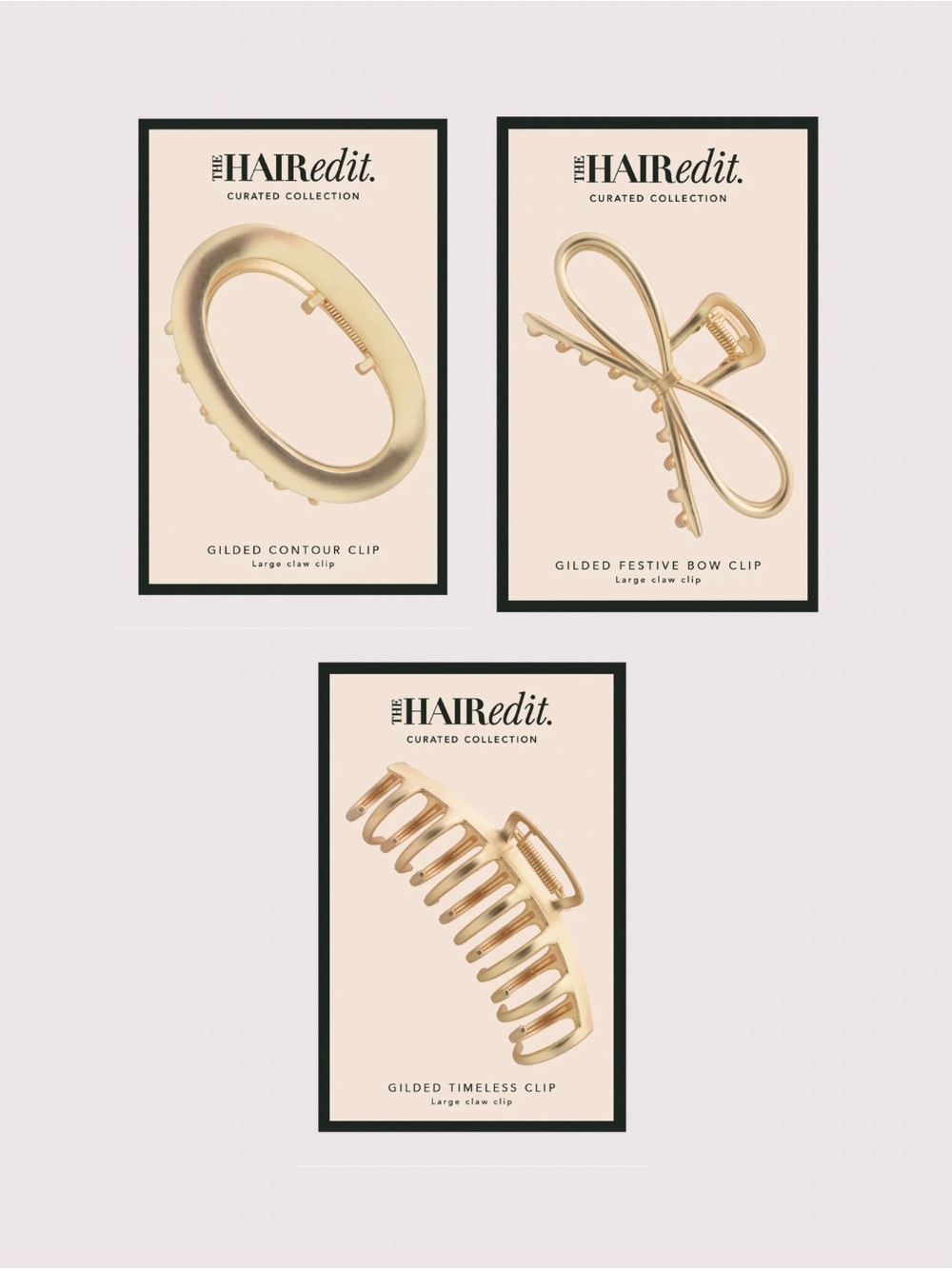 The Hair Edit - Set of 3 Gold Hair Clips